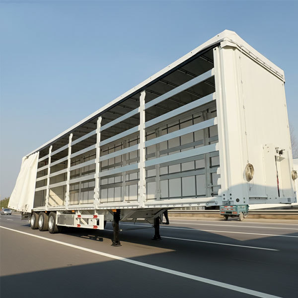 40/45/53-foot curtain semi-trailer with openable side curtain doors; the tarpaulin is made of steel.