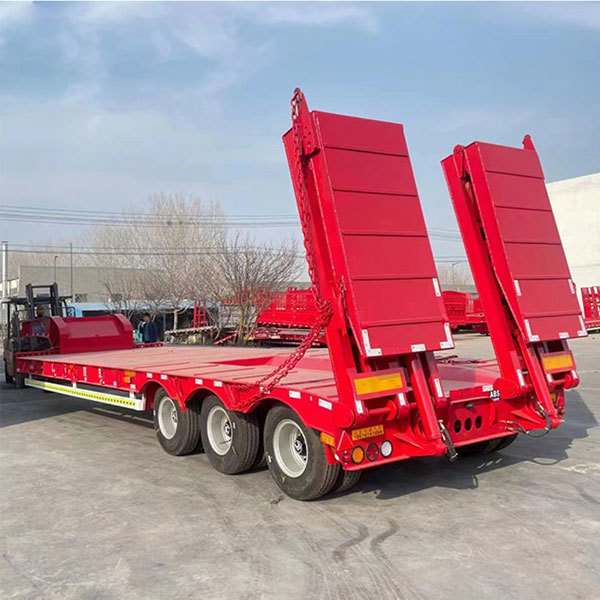 Excavator low flatbed trailer, low loader, 5-axle, 60, 70, 80 ton low flatbed truck semi-trailer