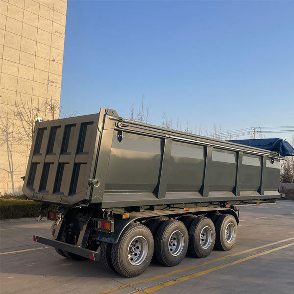 Three-axle heavy-duty U-shaped dump truck and rear-discharge semi-trailer