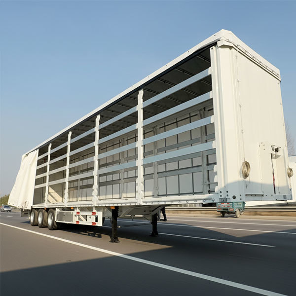 Three-axle 50-ton curtain sidewall semi-trailer truck, box trailer, 45-foot fenced cargo trailer