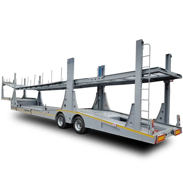 Double-decker, double-axle, heavy-duty 68-ton semi-trailer, hydraulic car transport truck trailer with ramp