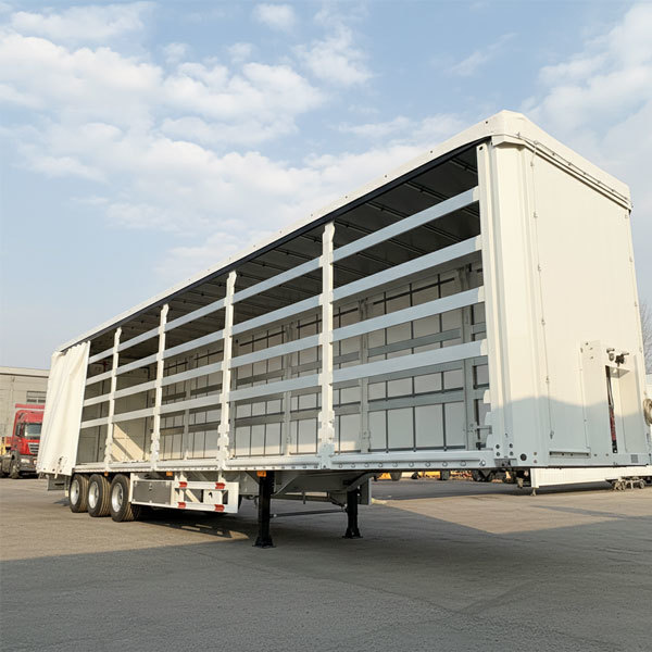 Three-axle 50-ton curtain sidewall semi-trailer truck, box trailer, 45-foot fenced cargo trailer