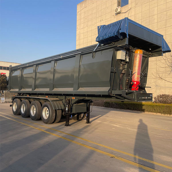 Three-axle heavy-duty U-shaped dump truck and rear-discharge semi-trailer