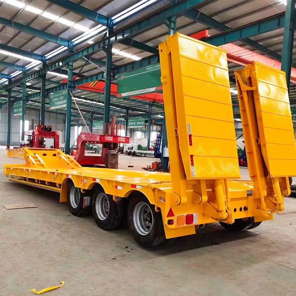Excavator low flatbed trailer, low loader, 5-axle, 60, 70, 80 ton low flatbed truck semi-trailer