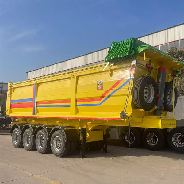 456-axle rear-discharge semi-trailer, load capacity 40-100 tons, dump truck with U-shaped trough.