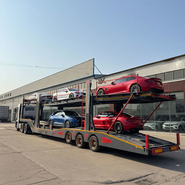 Hydraulic dual-axle 6-car or 8-car double-decker semi-trailer for truck transport