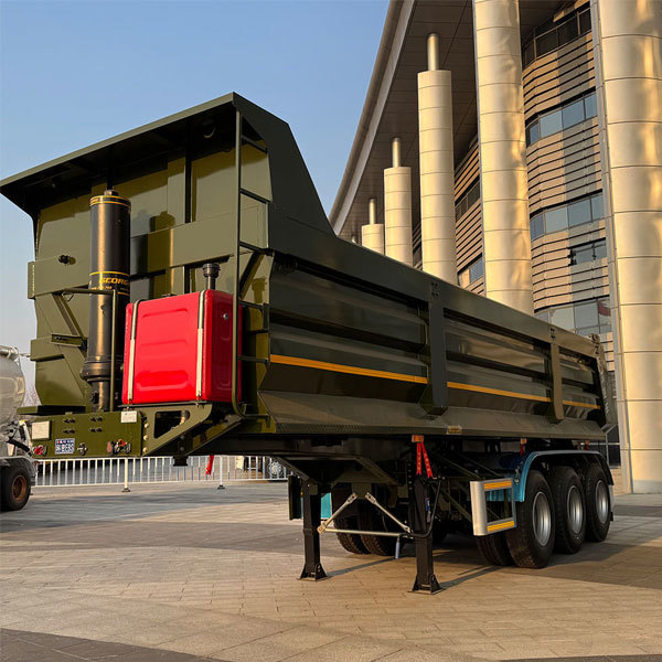 4/3 axle dump semi-trailer Heavyon (50-ton, 60-ton, 70-ton, 80-ton), 4-axle dump truck trailer, rear-discharge trailer.