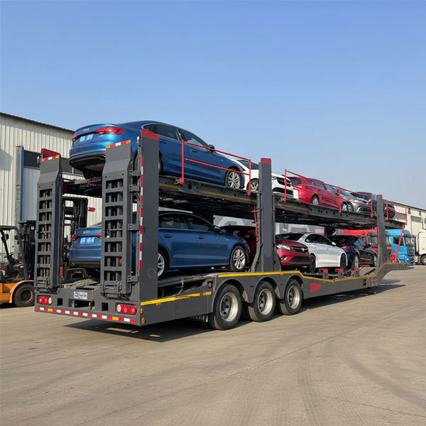 Hydraulic dual-axle 6-car or 8-car double-decker semi-trailer for truck transport