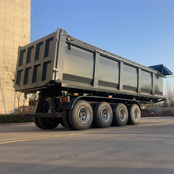 Three-axle heavy-duty U-shaped dump truck and rear-discharge semi-trailer