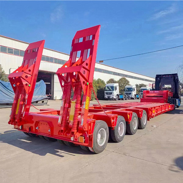 Excavator low flatbed trailer, low loader, 5-axle, 60, 70, 80 ton low flatbed truck semi-trailer